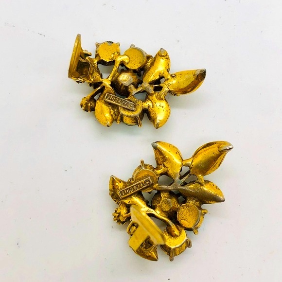 Vintage FLORENZA Rhinestone Earrings - Picture 5 of 7